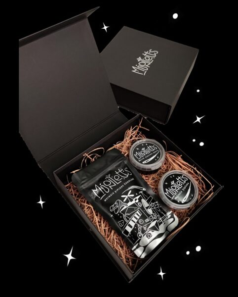 Black garlic products in gift packaging